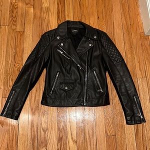 Leather Jacket silver details (faux)